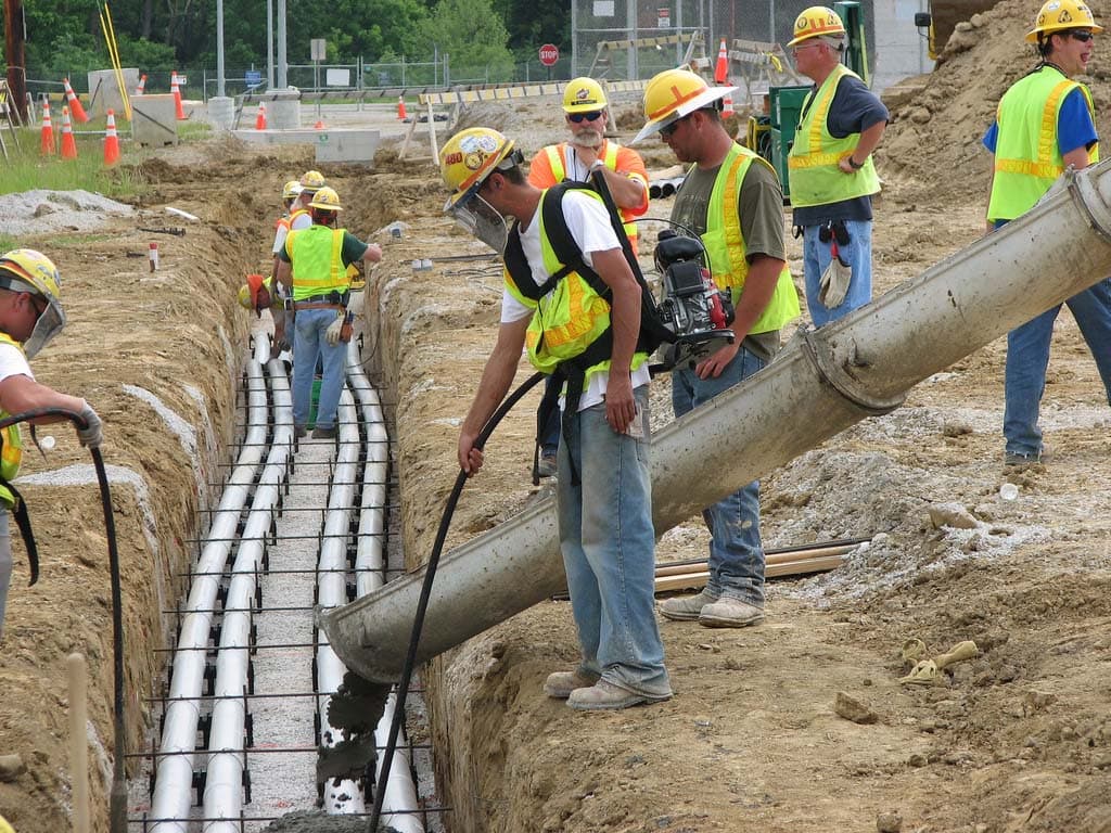 Concrete construction site safety protocols and equipment